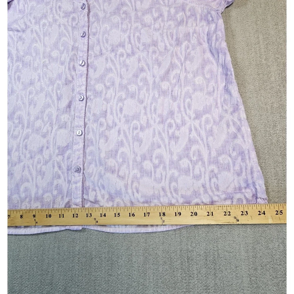 Chicos Women's Purple Blouse 3/4‎ Sleeve 100% Cotton Size 3